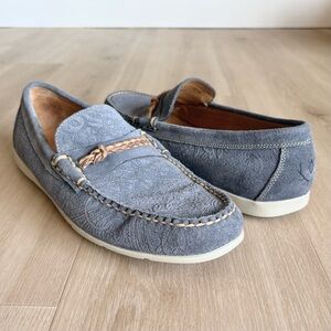Martin Dingman Jaden Paisley Slip-on Blue Suede size 9.5